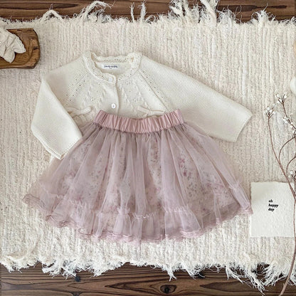 スカート キッズスカート チュチュチュールフラワーシアーガーリースカート【mh0008914】