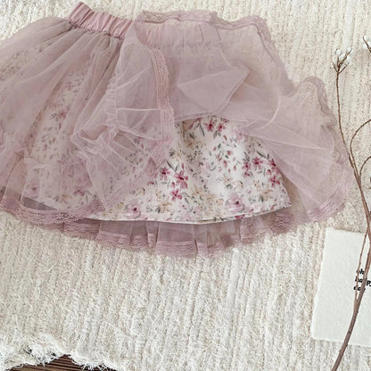 スカート キッズスカート チュチュチュールフラワーシアーガーリースカート【mh0008914】