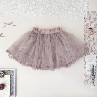スカート キッズスカート チュチュチュールフラワーシアーガーリースカート【mh0008914】