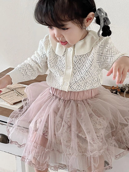 スカート キッズスカート チュチュチュールフラワーシアーガーリースカート【mh0008914】