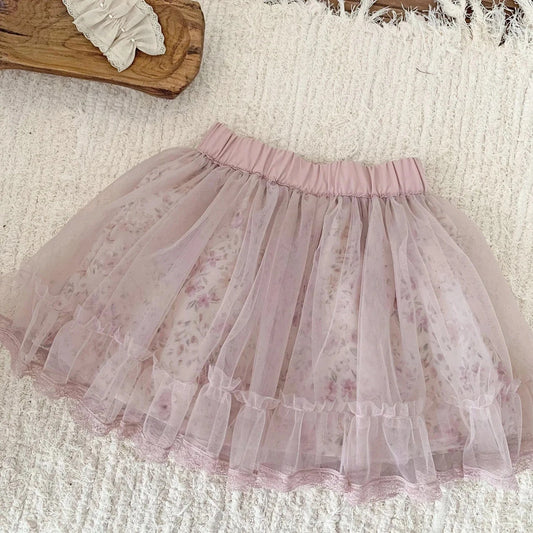 スカート キッズスカート チュチュチュールフラワーシアーガーリースカート【mh0008914】
