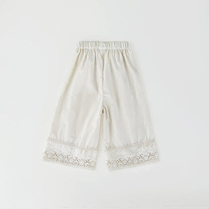 ロングパンツ・スウェットパンツ ベビーキッズパンツ 裾レースワイドルーズロングパンツ【mh0008917】