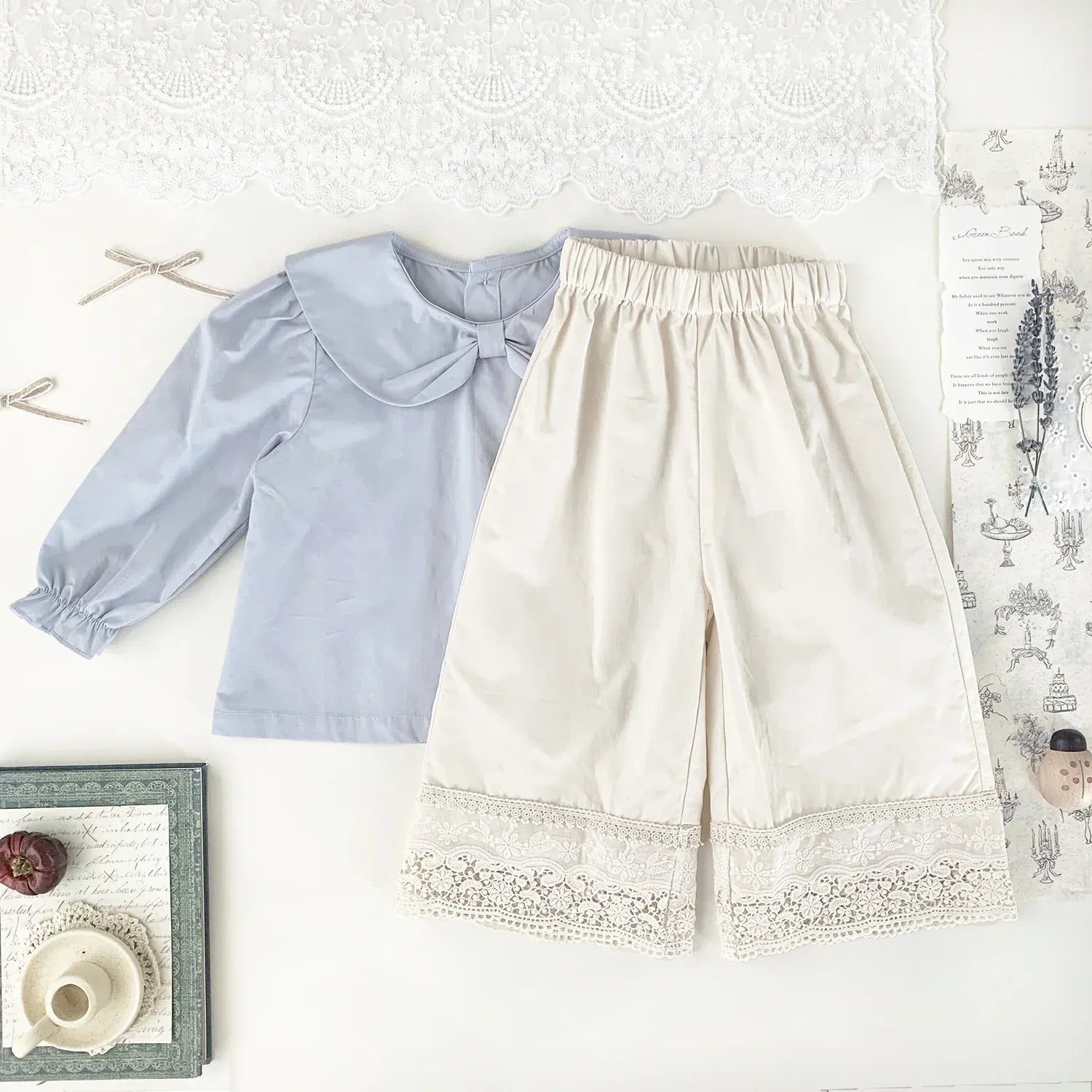 ロングパンツ・スウェットパンツ ベビーキッズパンツ 裾レースワイドルーズロングパンツ【mh0008917】