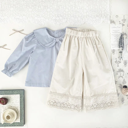 ロングパンツ・スウェットパンツ ベビーキッズパンツ 裾レースワイドルーズロングパンツ【mh0008917】