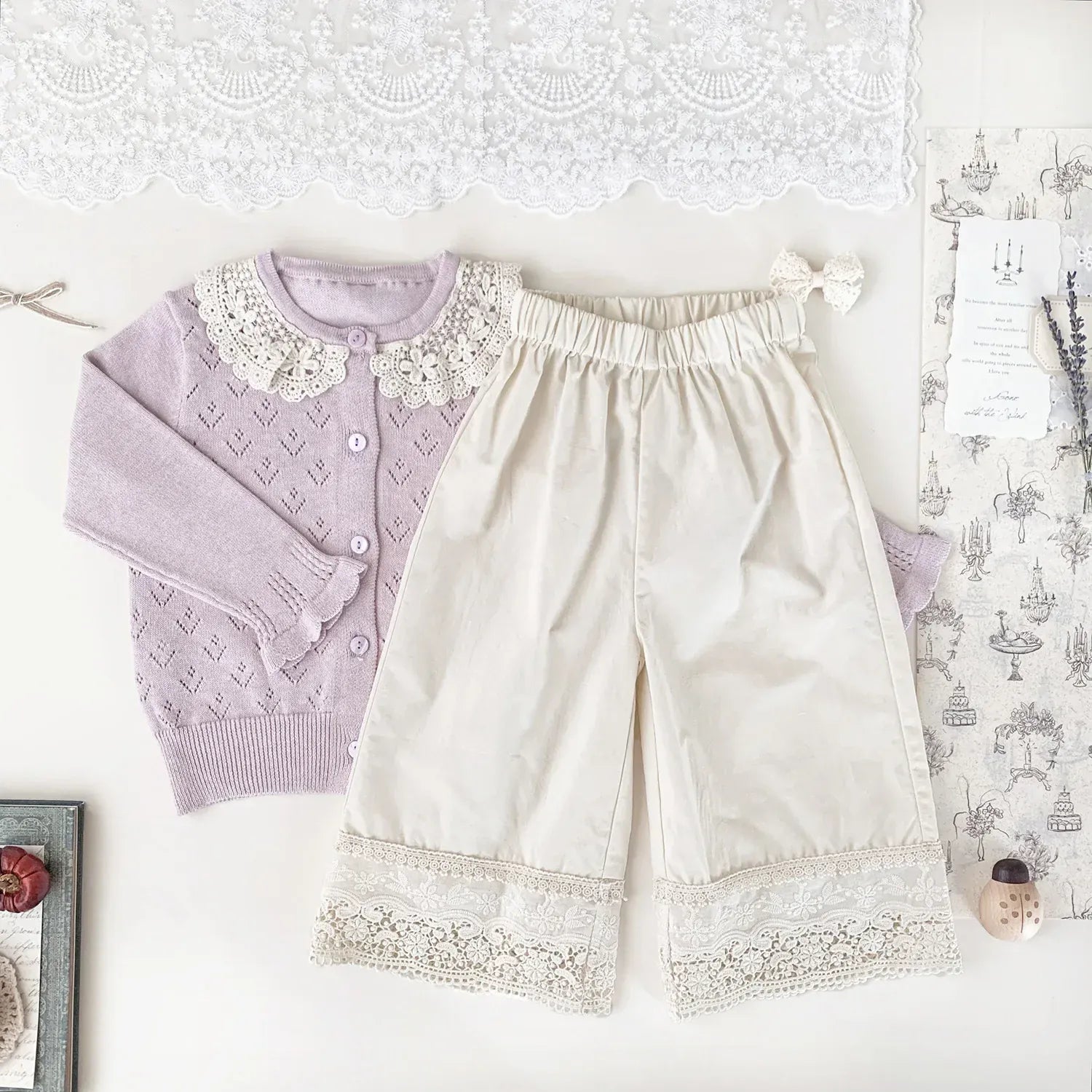 ロングパンツ・スウェットパンツ ベビーキッズパンツ 裾レースワイドルーズロングパンツ【mh0008917】