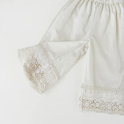 ロングパンツ・スウェットパンツ ベビーキッズパンツ 裾レースワイドルーズロングパンツ【mh0008917】