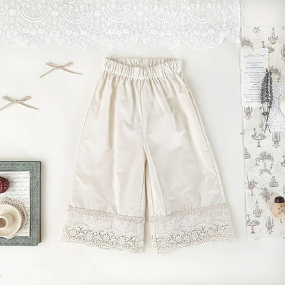 ロングパンツ・スウェットパンツ ベビーキッズパンツ 裾レースワイドルーズロングパンツ【mh0008917】