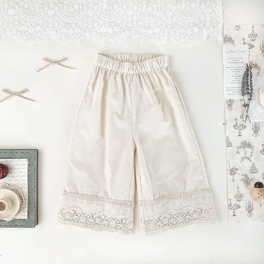 ロングパンツ・スウェットパンツ ベビーキッズパンツ 裾レースワイドルーズロングパンツ【mh0008917】