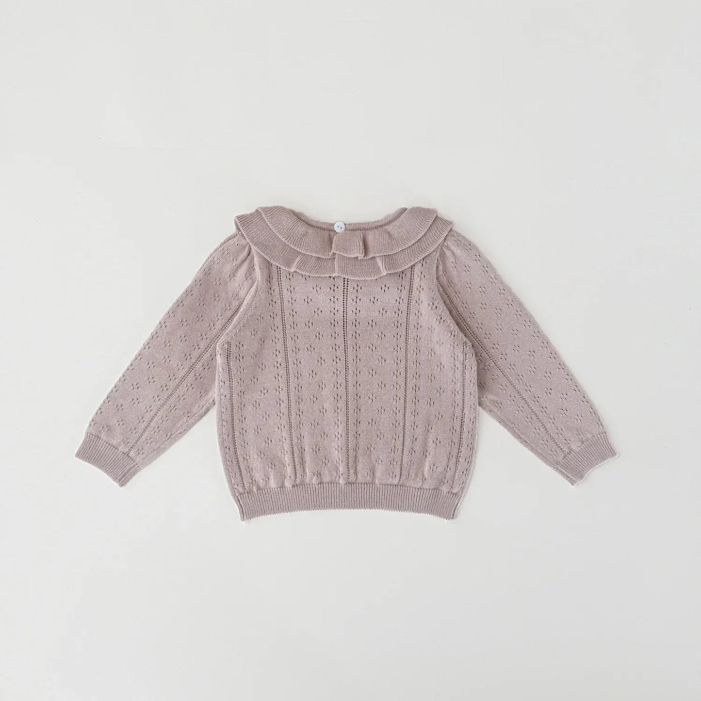 ニット・セーター ベビーキッズトップス ダブルラッフル襟レースニット長袖セーターブラウス【mh0008919】