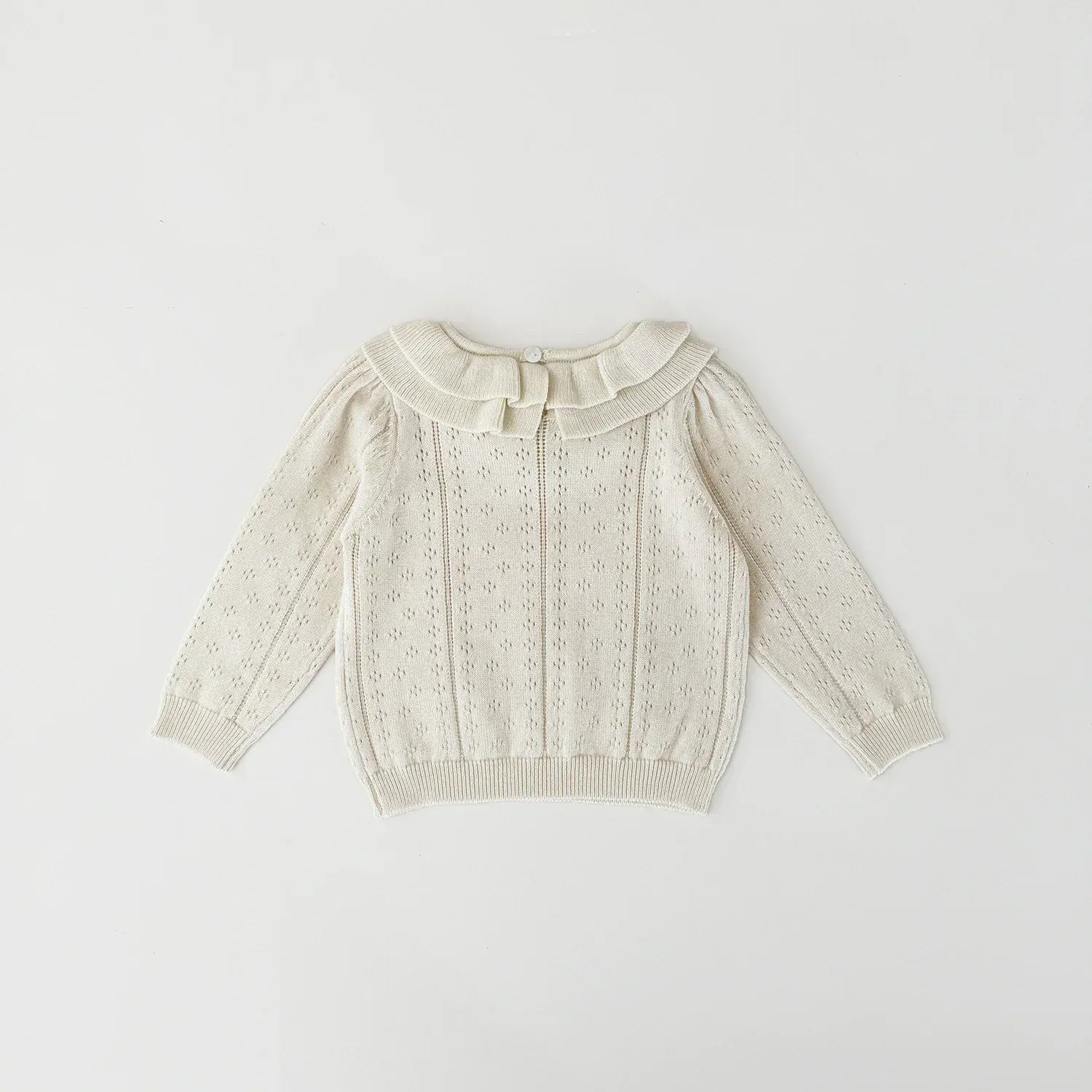 ニット・セーター ベビーキッズトップス ダブルラッフル襟レースニット長袖セーターブラウス【mh0008919】