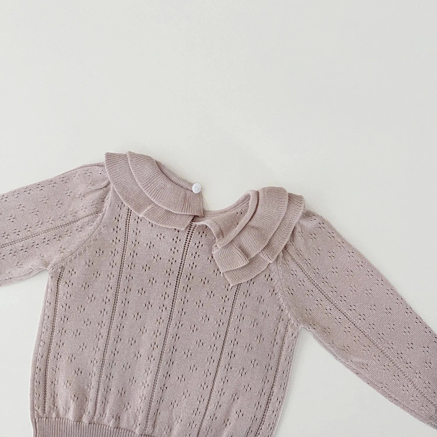 ニット・セーター ベビーキッズトップス ダブルラッフル襟レースニット長袖セーターブラウス【mh0008919】