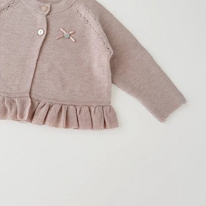 カーディガン・パーカー ベビーキッズカーディガン 裾フリルニット長袖ボレロカーディガン【mh0008920】