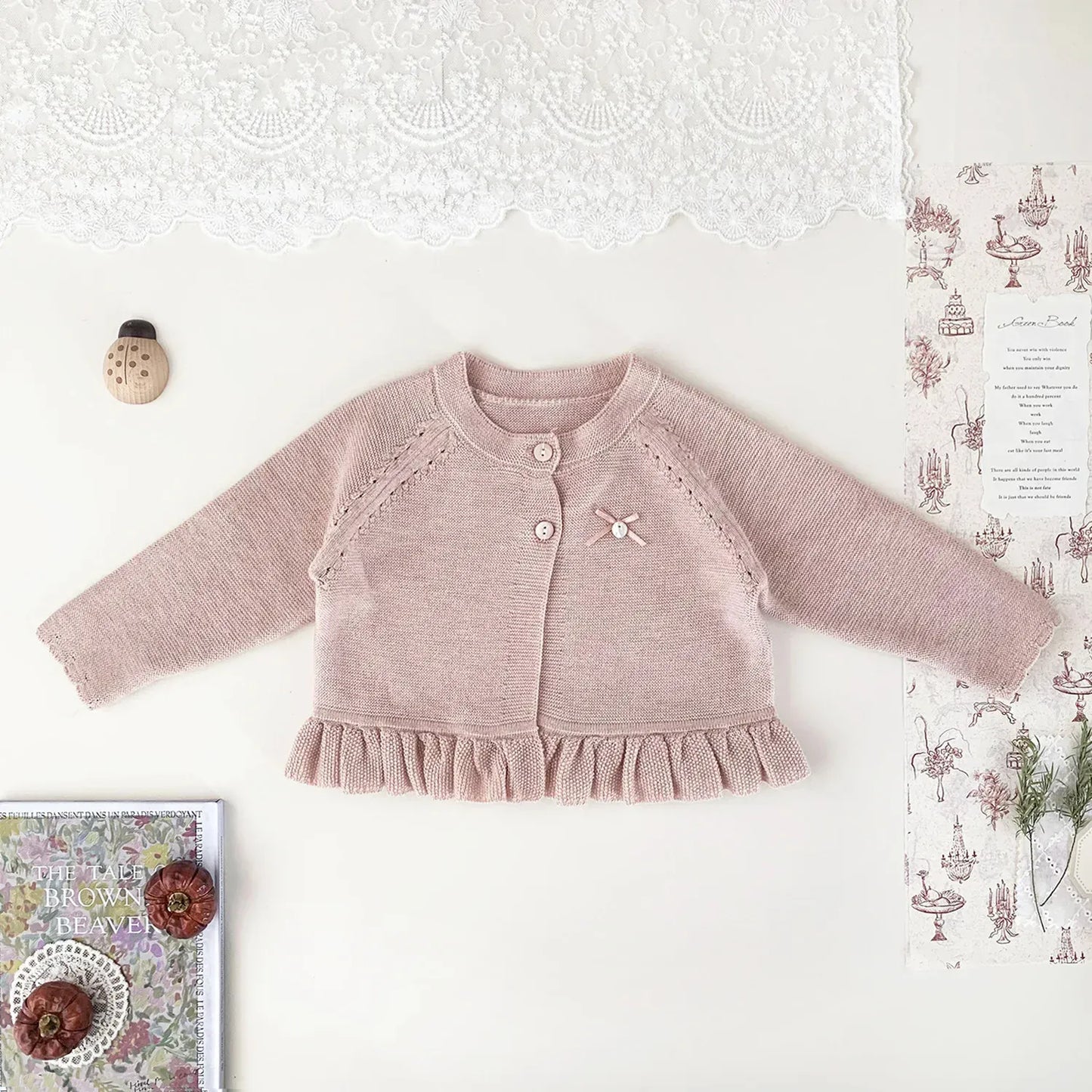 カーディガン・パーカー ベビーキッズカーディガン 裾フリルニット長袖ボレロカーディガン【mh0008920】