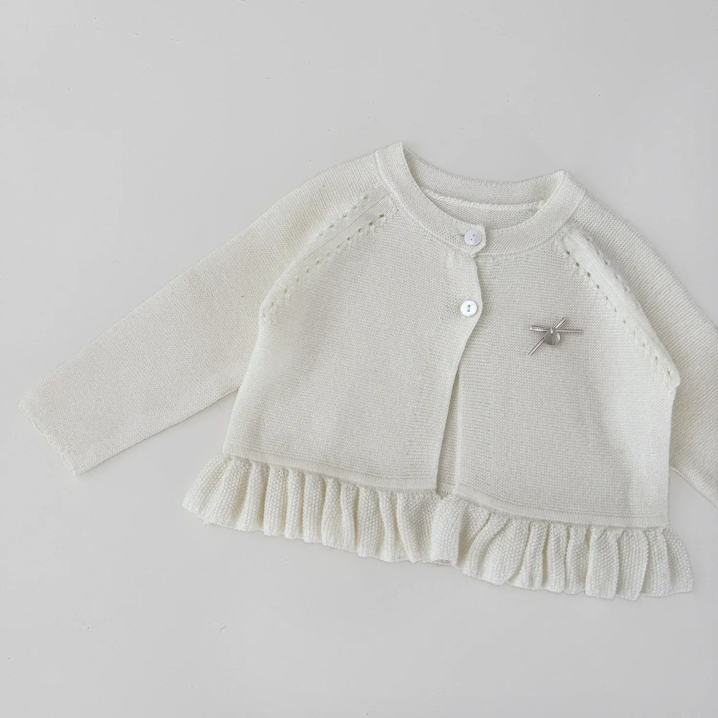 カーディガン・パーカー ベビーキッズカーディガン 裾フリルニット長袖ボレロカーディガン【mh0008920】