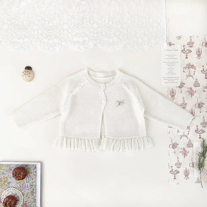 カーディガン・パーカー ベビーキッズカーディガン 裾フリルニット長袖ボレロカーディガン【mh0008920】