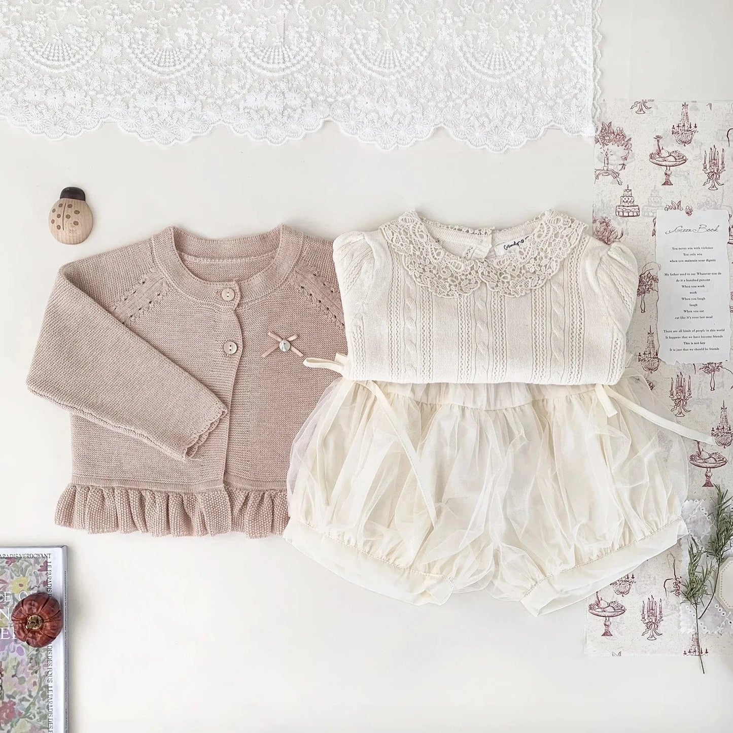 カーディガン・パーカー ベビーキッズカーディガン 裾フリルニット長袖ボレロカーディガン【mh0008920】