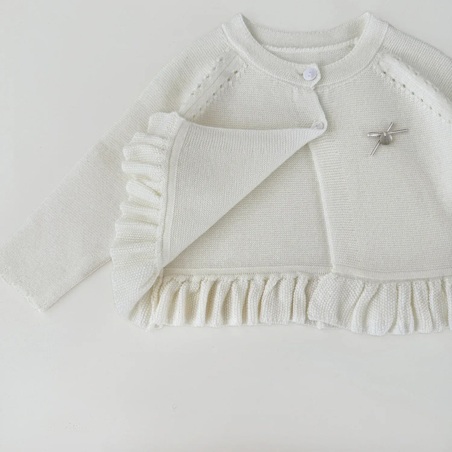 カーディガン・パーカー ベビーキッズカーディガン 裾フリルニット長袖ボレロカーディガン【mh0008920】