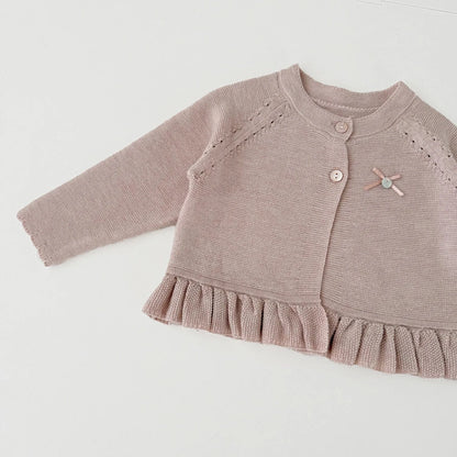 カーディガン・パーカー ベビーキッズカーディガン 裾フリルニット長袖ボレロカーディガン【mh0008920】