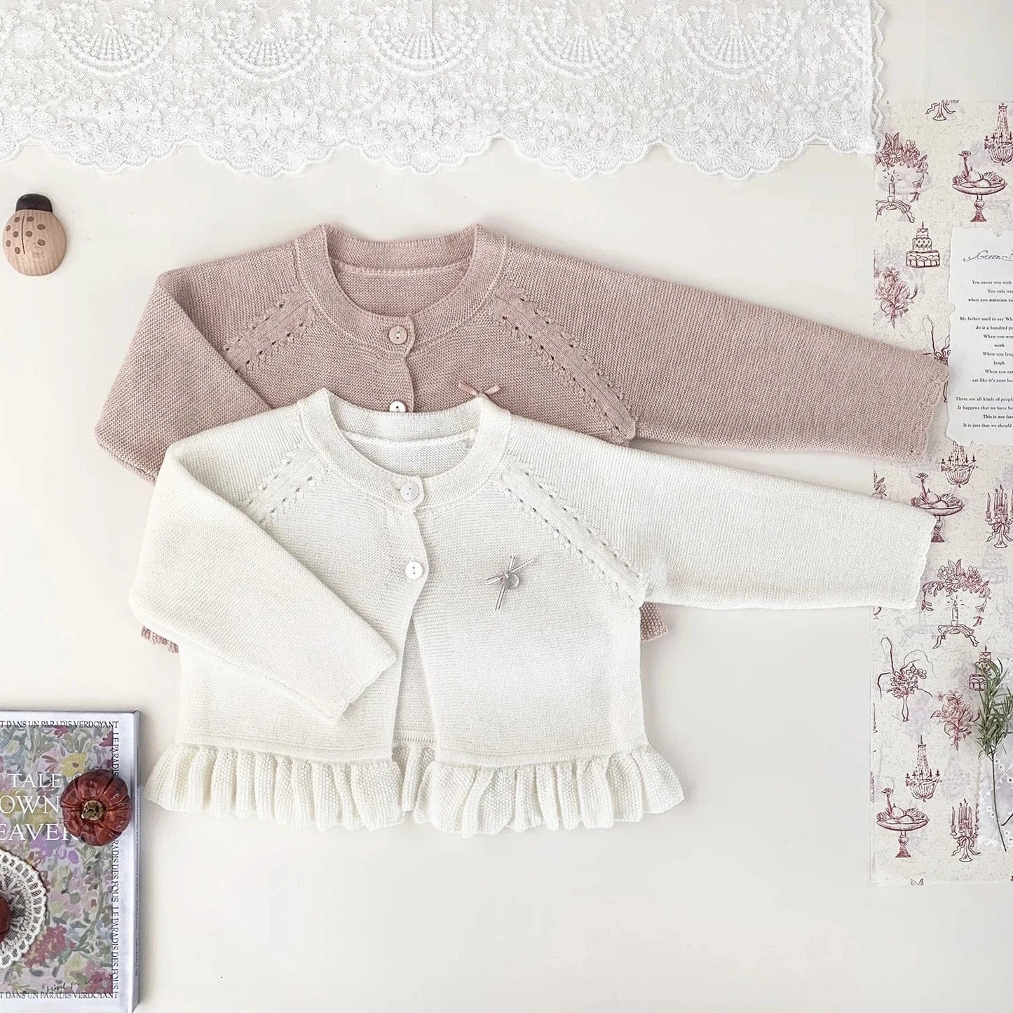 カーディガン・パーカー ベビーキッズカーディガン 裾フリルニット長袖ボレロカーディガン【mh0008920】