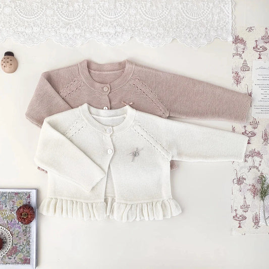 カーディガン・パーカー ベビーキッズカーディガン 裾フリルニット長袖ボレロカーディガン【mh0008920】