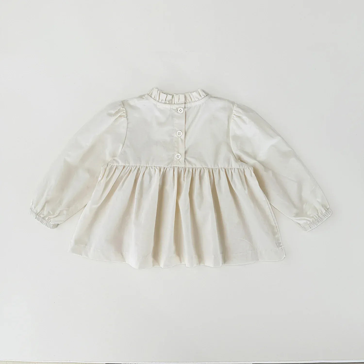 長袖シャツ・ブラウス ベビーキッズトップス スカラップレース刺繍スタンドフリルカラー長袖チュニックブラウス【mh0008922】