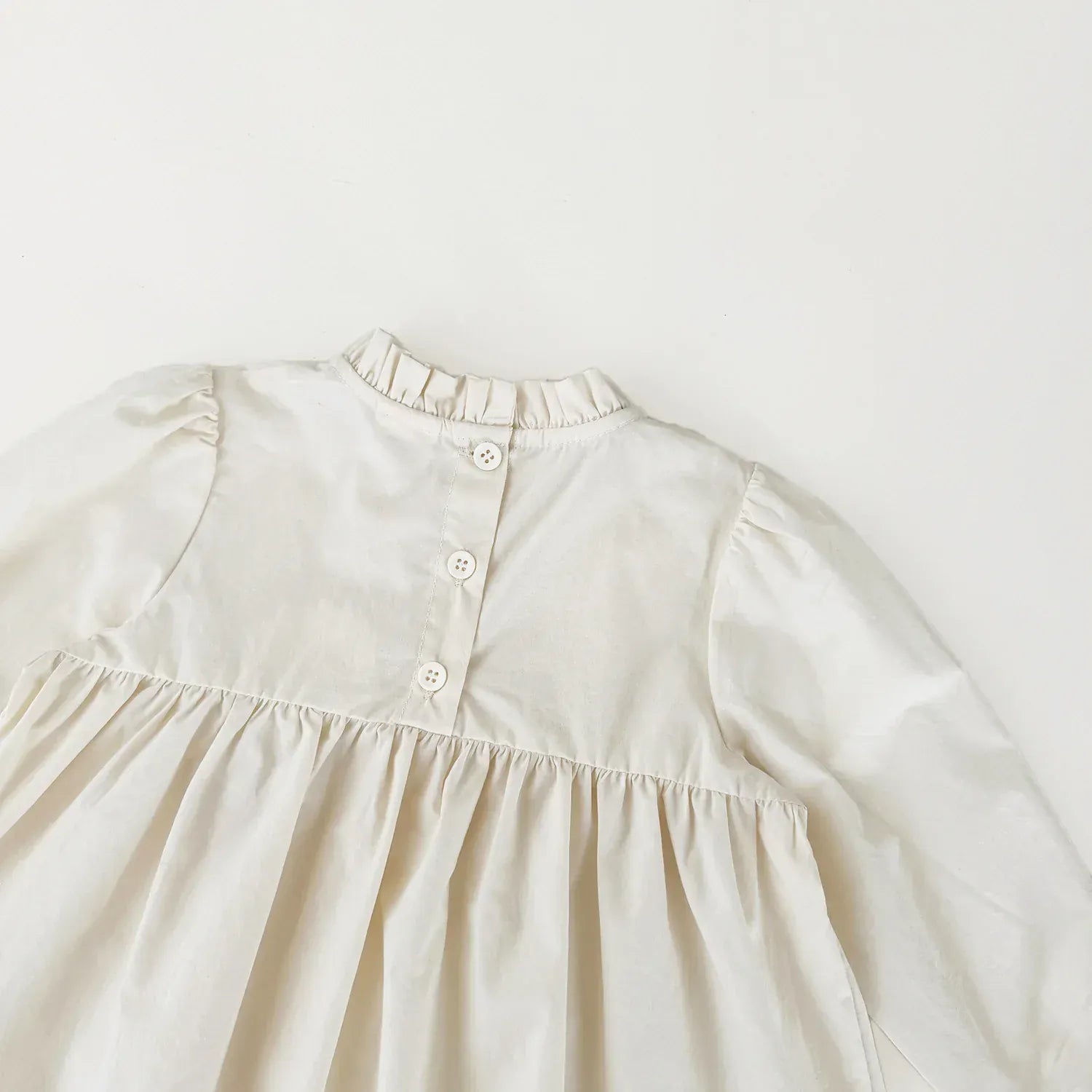 長袖シャツ・ブラウス ベビーキッズトップス スカラップレース刺繍スタンドフリルカラー長袖チュニックブラウス【mh0008922】