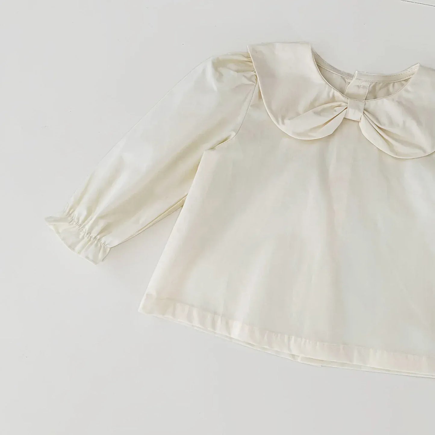 長袖シャツ・ブラウス ベビーキッズトップス リボン襟長袖パフスリーブブラウス【mh0008923】