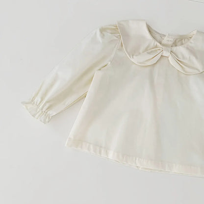 長袖シャツ・ブラウス ベビーキッズトップス リボン襟長袖パフスリーブブラウス【mh0008923】