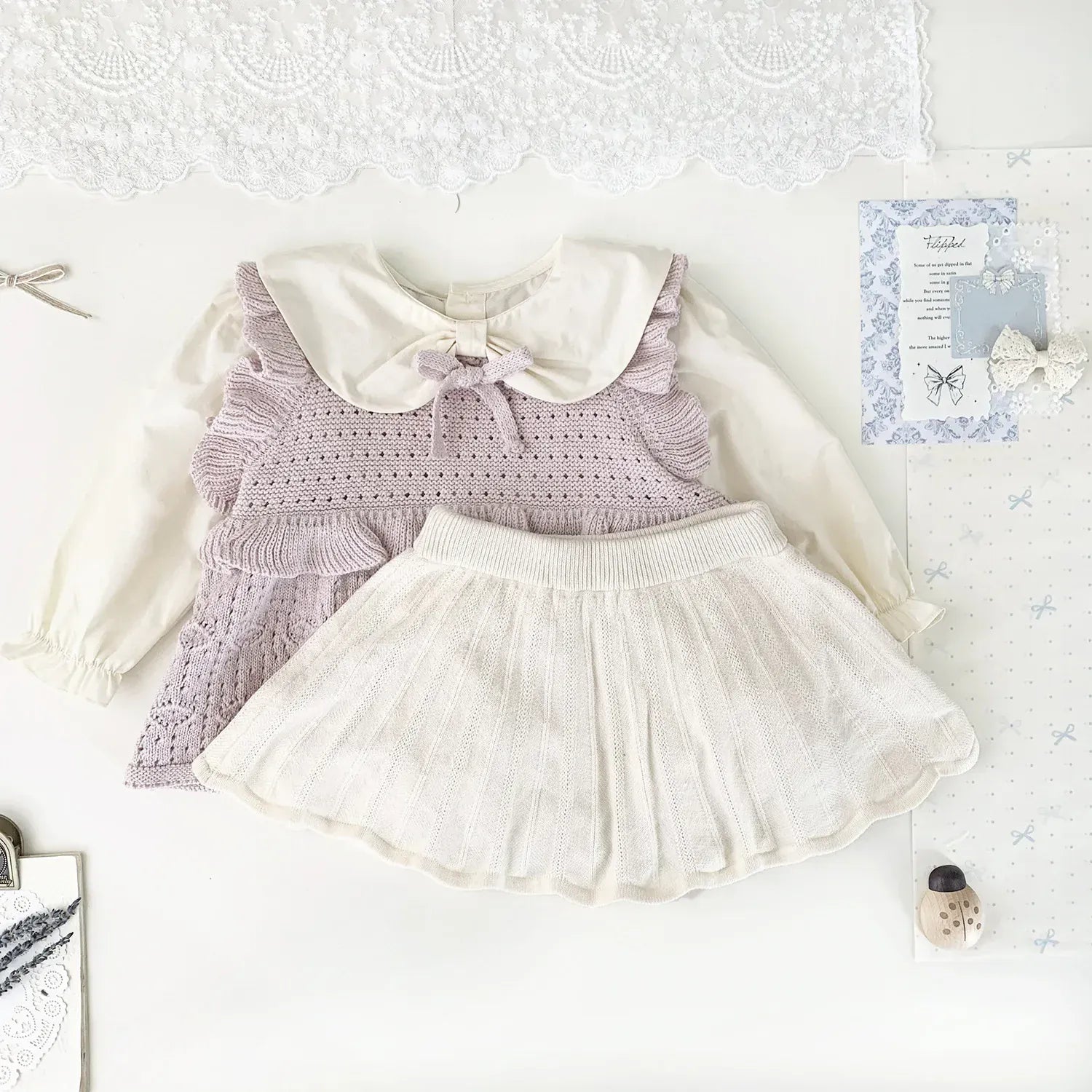 長袖シャツ・ブラウス ベビーキッズトップス リボン襟長袖パフスリーブブラウス【mh0008923】