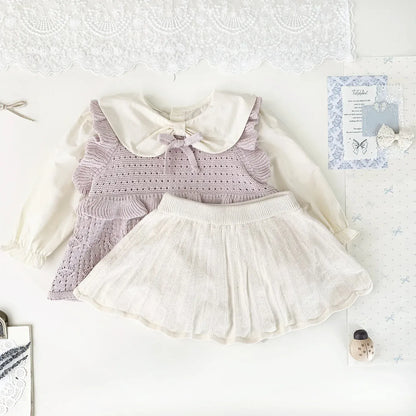 長袖シャツ・ブラウス ベビーキッズトップス リボン襟長袖パフスリーブブラウス【mh0008923】