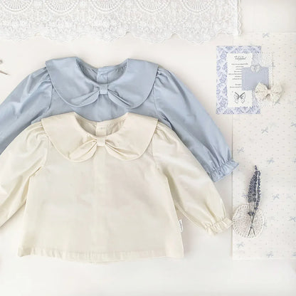 長袖シャツ・ブラウス ベビーキッズトップス リボン襟長袖パフスリーブブラウス【mh0008923】