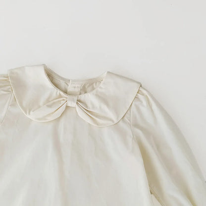 長袖シャツ・ブラウス ベビーキッズトップス リボン襟長袖パフスリーブブラウス【mh0008923】