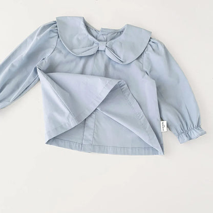 長袖シャツ・ブラウス ベビーキッズトップス リボン襟長袖パフスリーブブラウス【mh0008923】