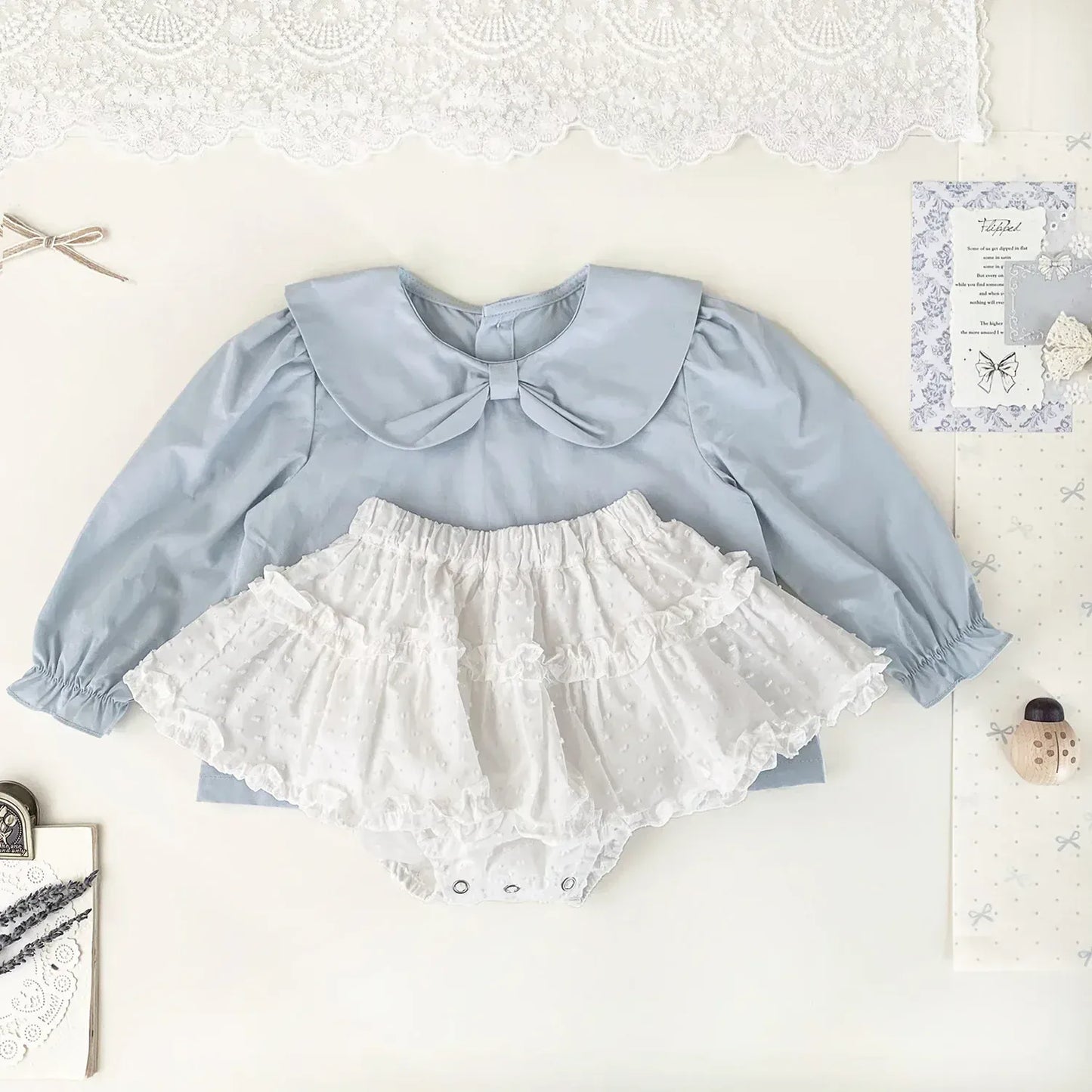 長袖シャツ・ブラウス ベビーキッズトップス リボン襟長袖パフスリーブブラウス【mh0008923】