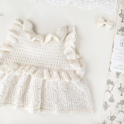 ベスト ベビーキッズベスト ラッフルフリルリボンニットベスト【mh0008925】