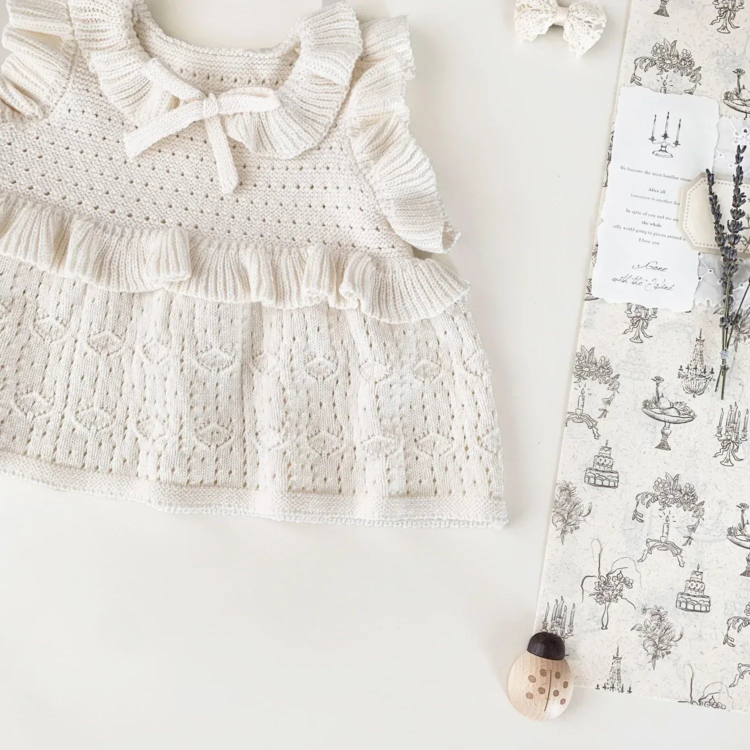 ベスト ベビーキッズベスト ラッフルフリルリボンニットベスト【mh0008925】