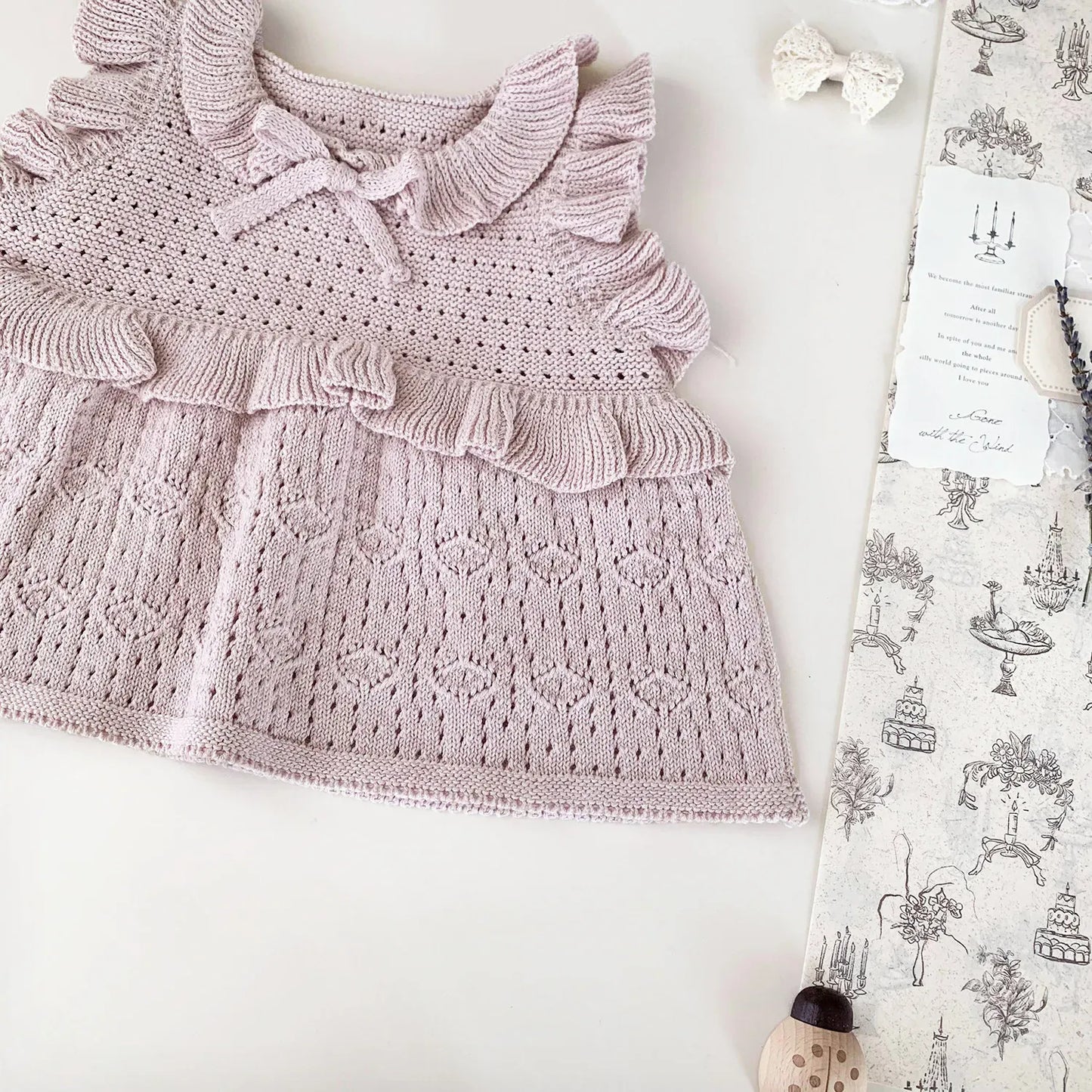 ベスト ベビーキッズベスト ラッフルフリルリボンニットベスト【mh0008925】