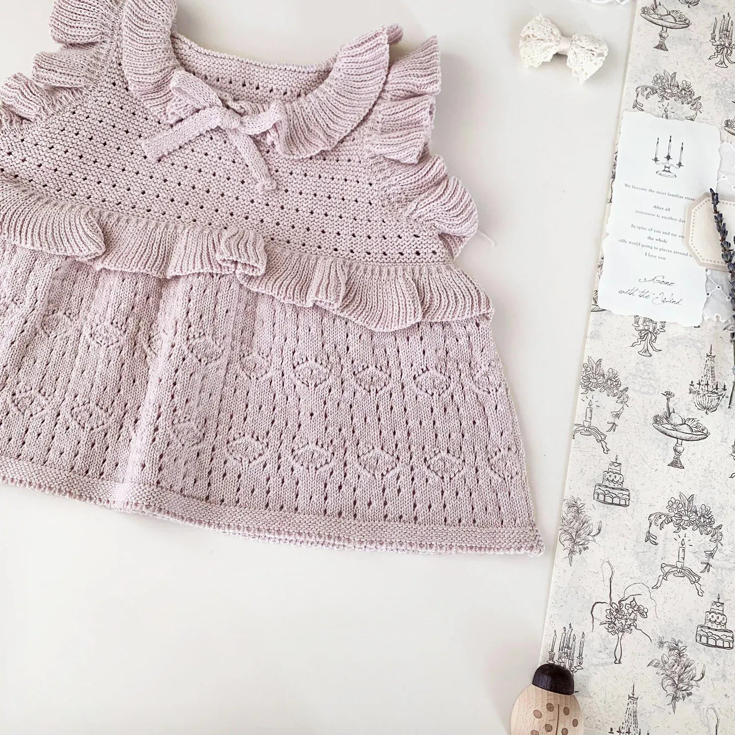 ベスト ベビーキッズベスト ラッフルフリルリボンニットベスト【mh0008925】