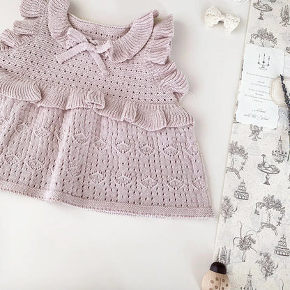 ベスト ベビーキッズベスト ラッフルフリルリボンニットベスト【mh0008925】