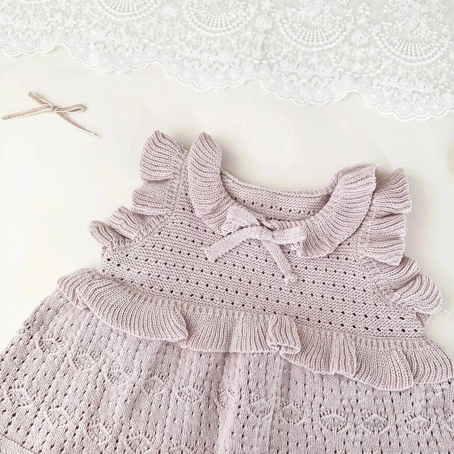 ベスト ベビーキッズベスト ラッフルフリルリボンニットベスト【mh0008925】