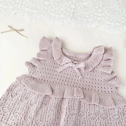 ベスト ベビーキッズベスト ラッフルフリルリボンニットベスト【mh0008925】