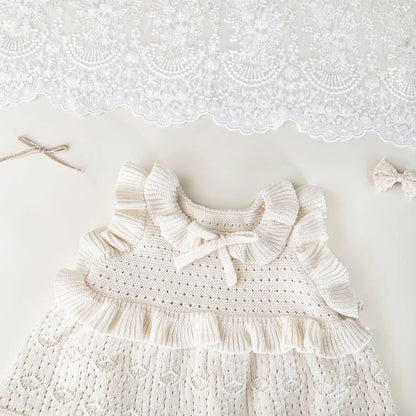 ベスト ベビーキッズベスト ラッフルフリルリボンニットベスト【mh0008925】