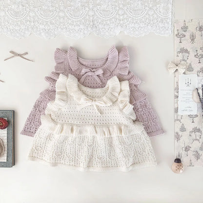 ベスト ベビーキッズベスト ラッフルフリルリボンニットベスト【mh0008925】