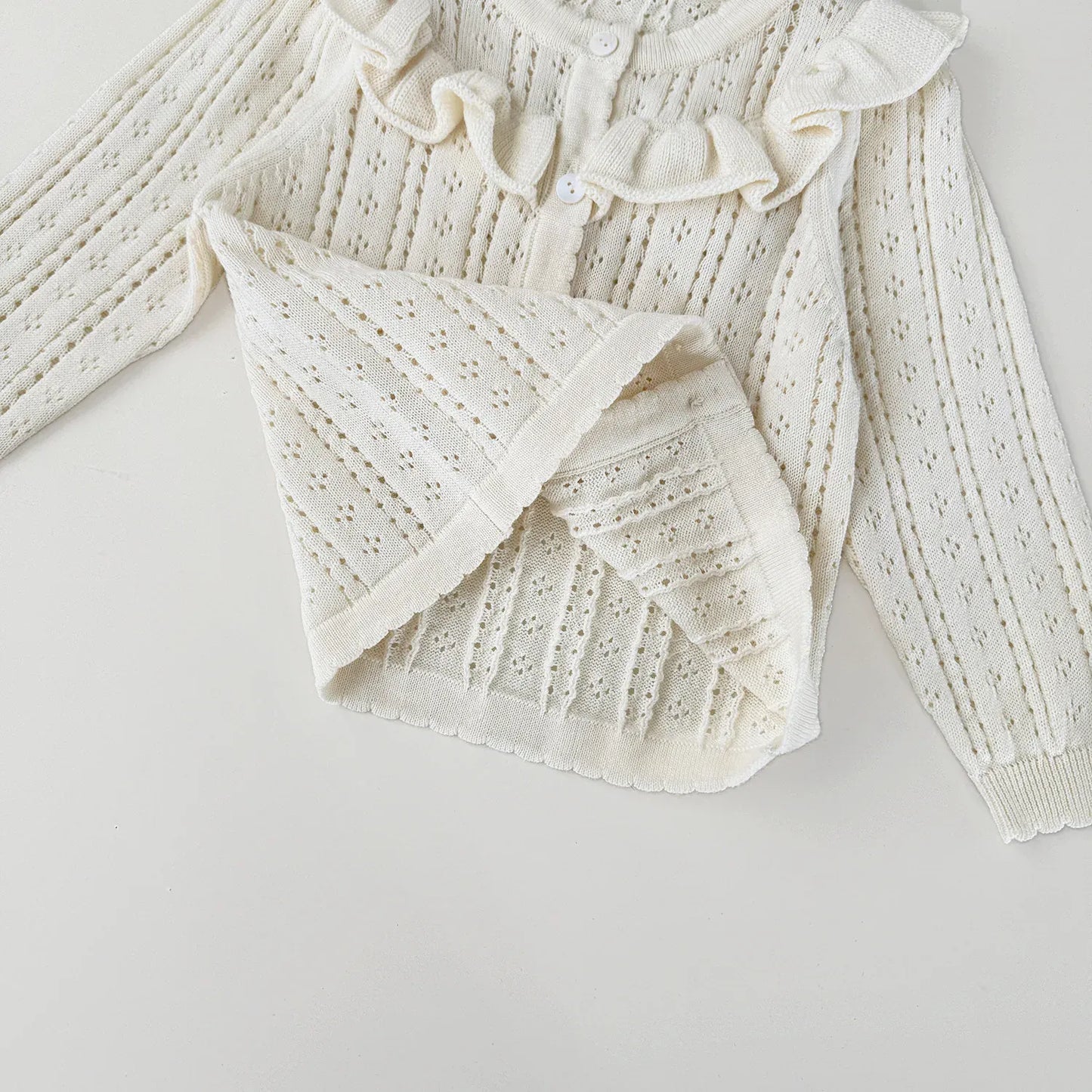 カーディガン・パーカー ベビーキッズカーディガン レースニットフリルお出かけカーディガン【mh0008928】