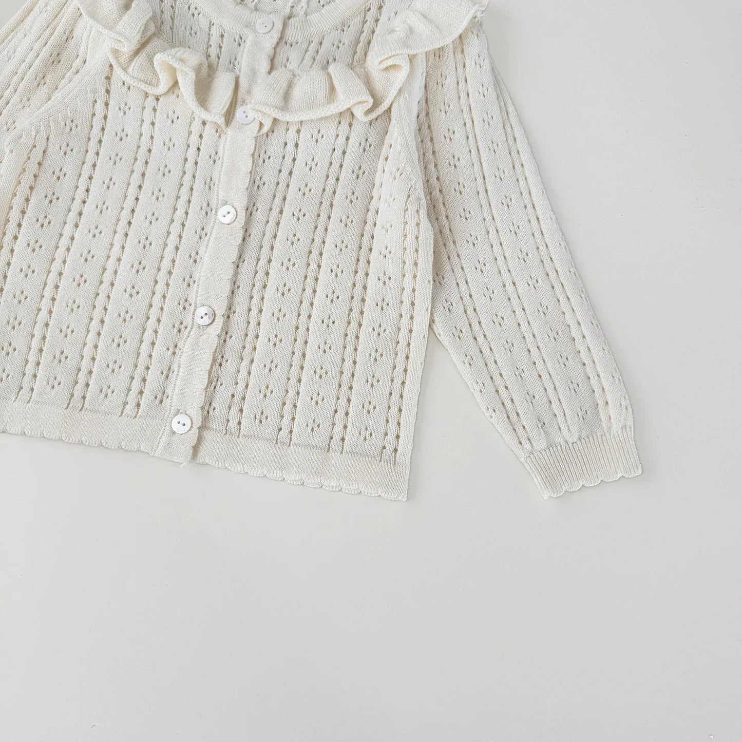 カーディガン・パーカー ベビーキッズカーディガン レースニットフリルお出かけカーディガン【mh0008928】