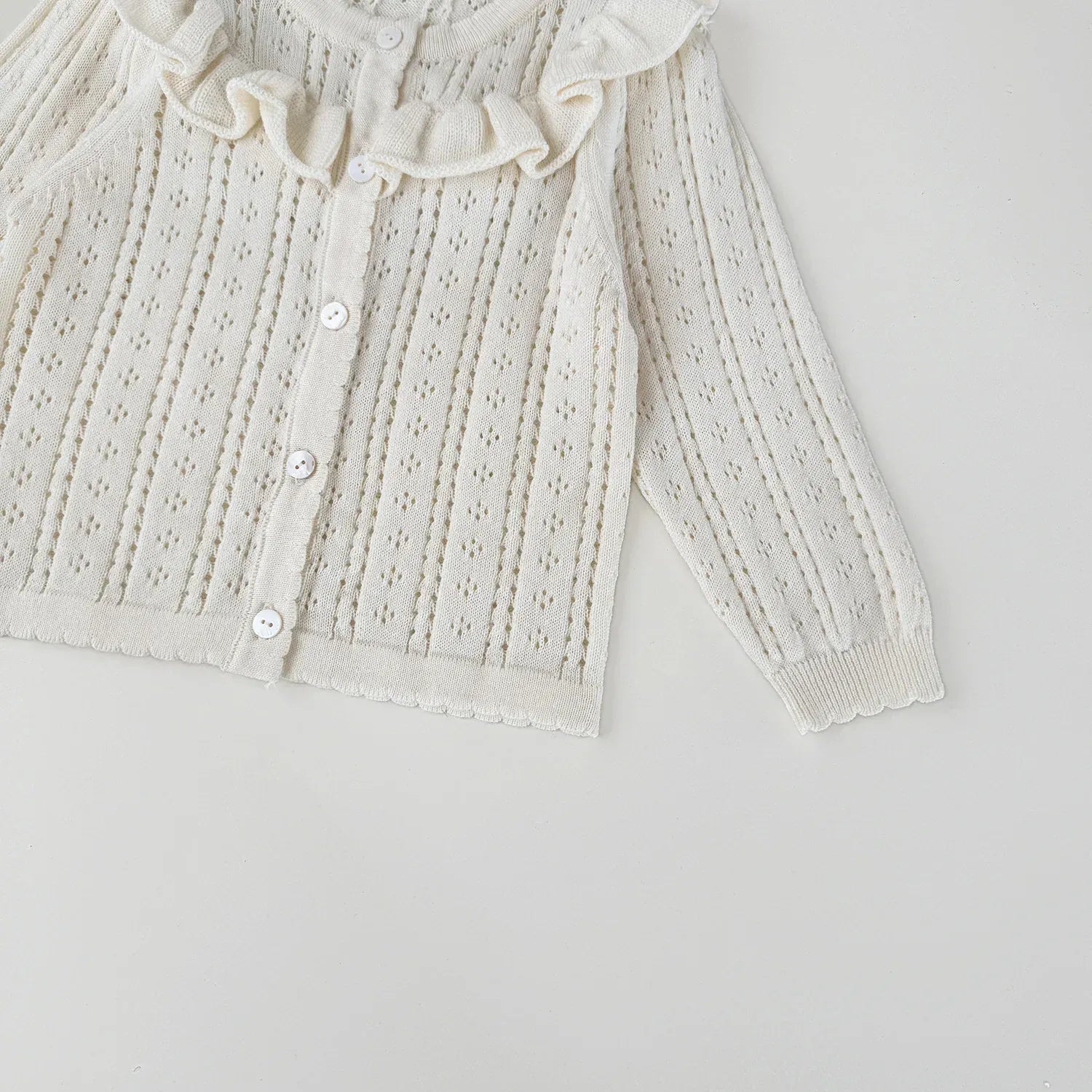 カーディガン・パーカー ベビーキッズカーディガン レースニットフリルお出かけカーディガン【mh0008928】