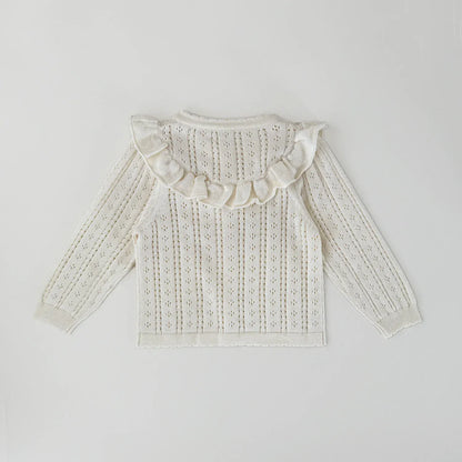 カーディガン・パーカー ベビーキッズカーディガン レースニットフリルお出かけカーディガン【mh0008928】