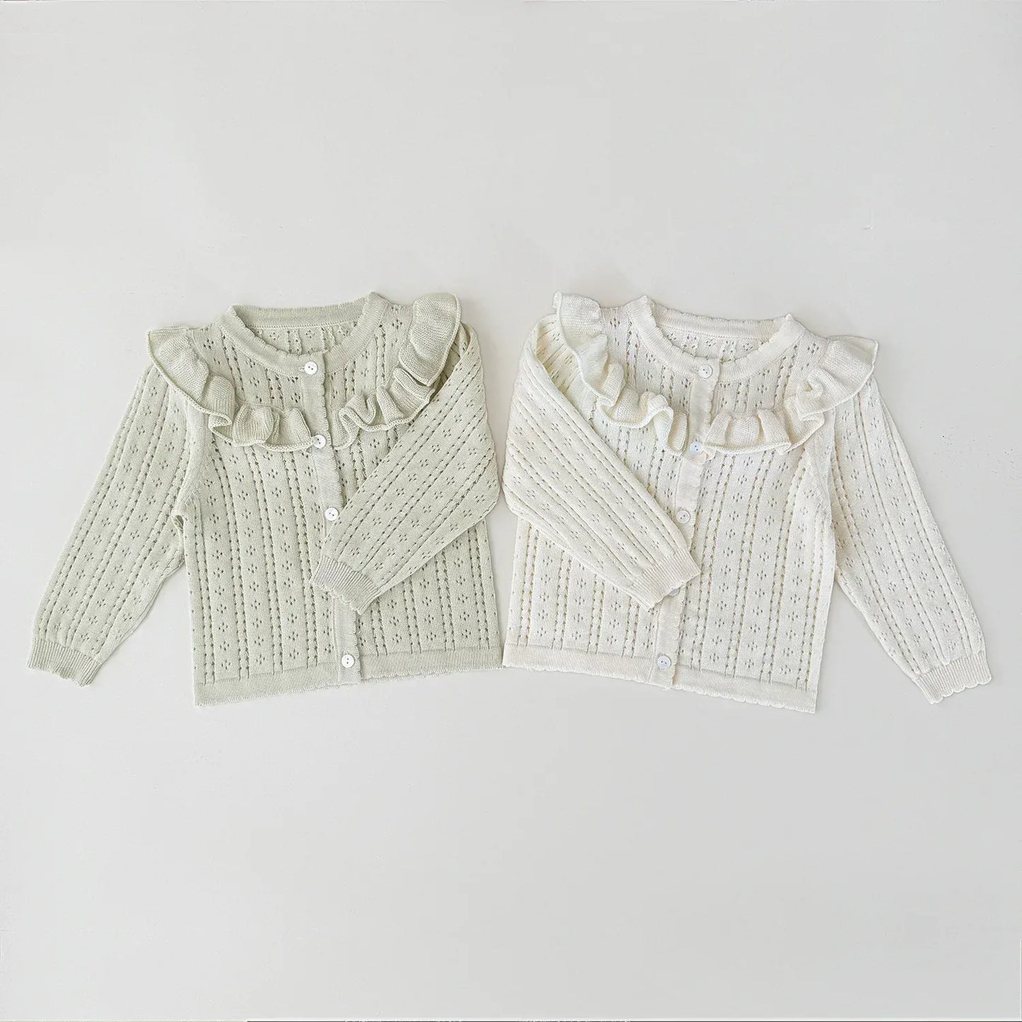 カーディガン・パーカー ベビーキッズカーディガン レースニットフリルお出かけカーディガン【mh0008928】