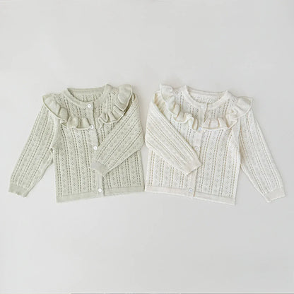カーディガン・パーカー ベビーキッズカーディガン レースニットフリルお出かけカーディガン【mh0008928】