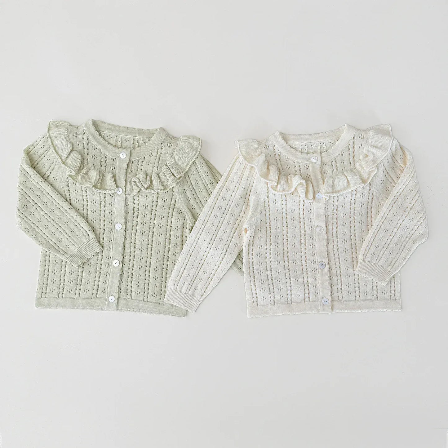 カーディガン・パーカー ベビーキッズカーディガン レースニットフリルお出かけカーディガン【mh0008928】